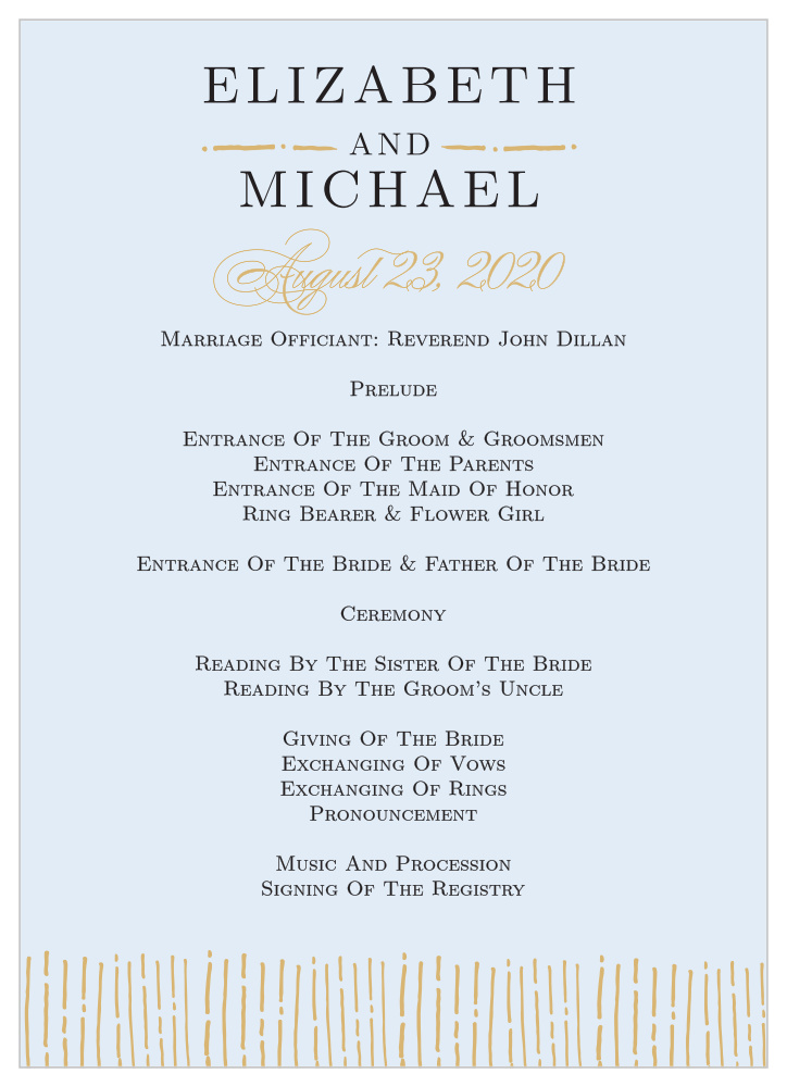 Dazzling Diamond Foil Wedding Programs