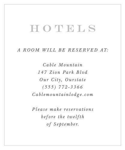 Surprise your out-of-town guests with a place to stay while visiting for your event, by sending them our Minimalist Monogram Accommodation Cards!