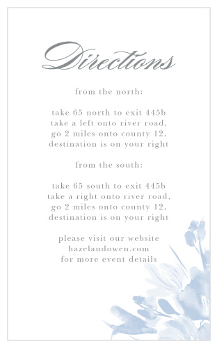 The Subtle Fleuriste Direction Cards are edged with soft blue, washed-out blooms.