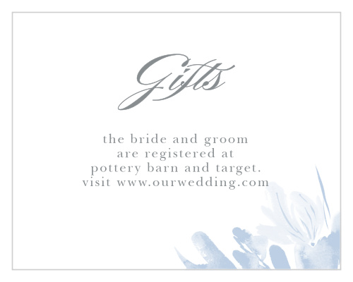 The Subtle Fleuriste Registry Cards are edged with soft blue, washed-out blooms.