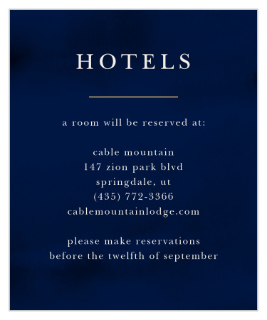 Ensure that your guests are as comfortable as possible with our stunning Indigo Infatuation Accommodation Cards.