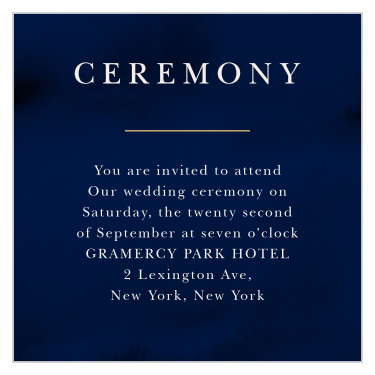 For your smaller, perfectly intimate ceremony, use our Indigo Infatuation Ceremony Cards.