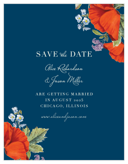 Your guests will be sure to mark their calendars with your wedding date once they receive a gorgeous Heliotrope Blooms Save-the-Date Magnet.