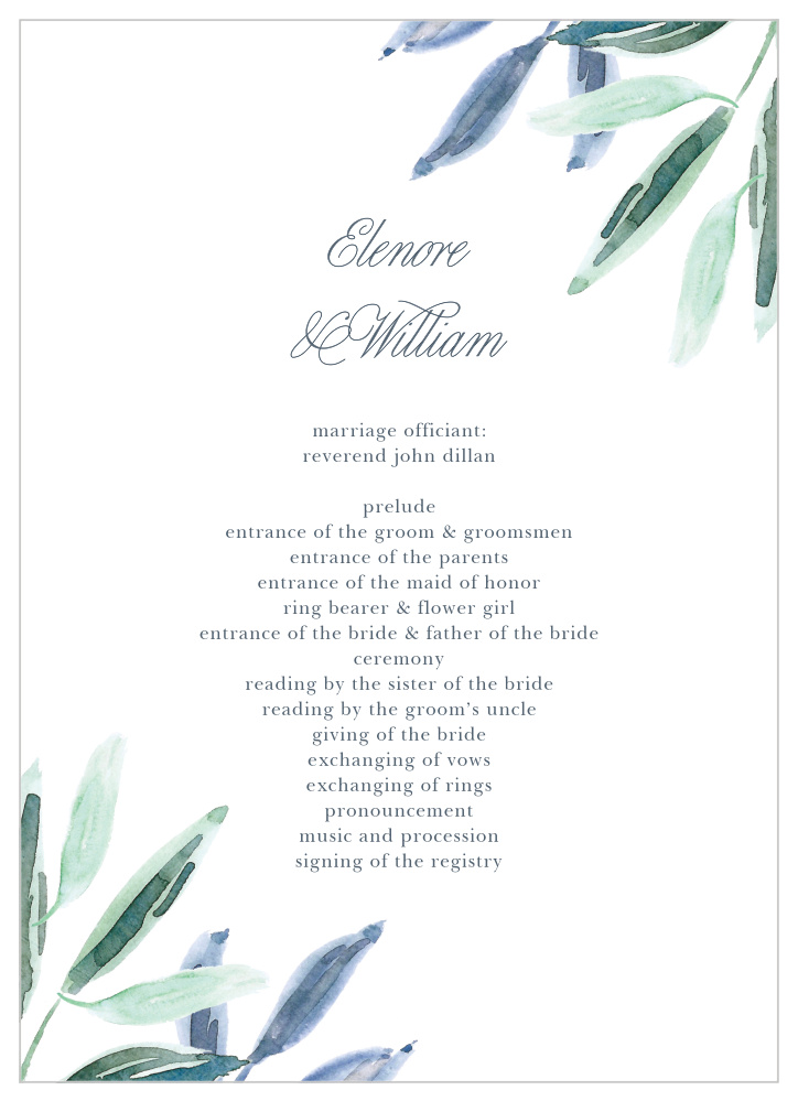 Olive Leaves Wedding Programs