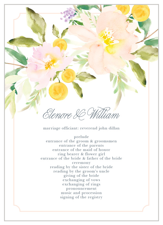 Let your guest know what to expect at your wedding using the Melodious Melanie Wedding Programs.