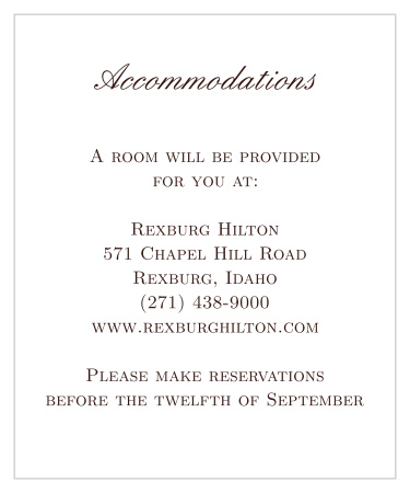 One size fits all accommodations card.