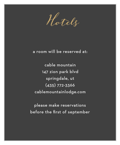 Nothing is more classic than the black, gold, and white color scheme of our Fleur Magnifique Foil Accommodation Cards.