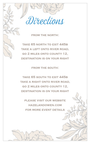Make sure your guests know the best routes to get to your wedding using the Peony Draped Direction Cards.