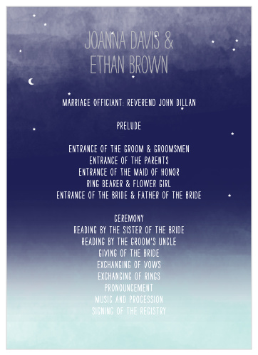 The Pretty Lights Foil Wedding Programs' two-sided design efficiently organizes your ceremony schedule.