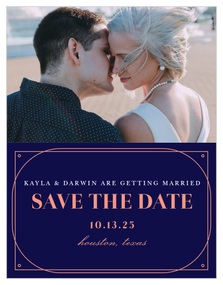 Make sure everyone closest to you has your wedding date set aside well in advance while showcasing your wedding's unique flair with our Royal & Rose Save-the-Date Magnets.
