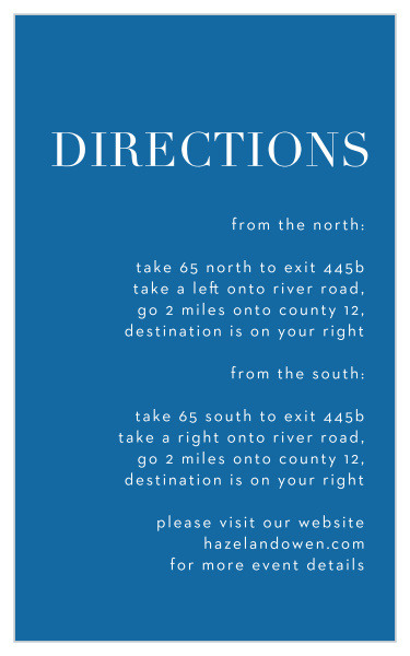 Ensure that the directions to your wedding are as solid as the background of our Angular Color Direction Cards.