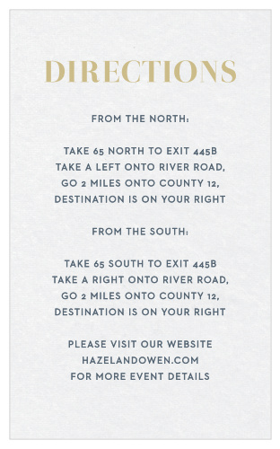 For your directions cards, choose a return to simplicity with our Lipstick & Louvre Direction Cards.