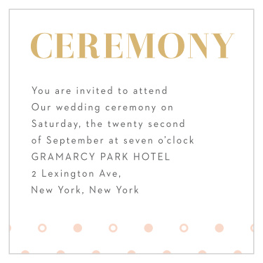 We've kept our stunning Sea Breeze Collage Ceremony Cards fairly simple: a bold and bright print shines at the top of the page in gold-foil, while your invitational text is written in a clean-cut typeface.