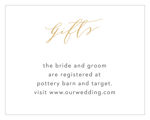 Our Blushing Love Registry Cards utilize the same gorgeous design and color scheme as several other cards in the Blushing Love wedding suite.