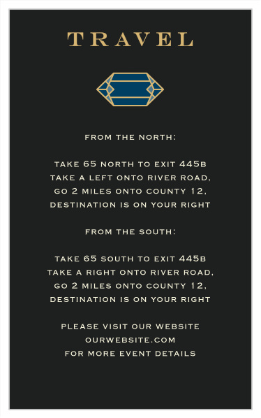 Guarantee that your guests know exactly how to get to your dream venue with our resplendent Gem Prism Direction Cards.