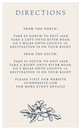 Soft Morning Direction Cards direct your guests to the location of your wedding venue.