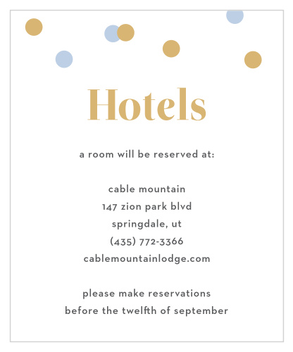 Gift to your guests the option of a great night's sleep using our Confetti Overlap Accommodation Cards.