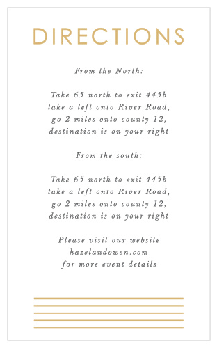 Our Rippled Quintet Direction Cards utilize the same gorgeous design and color scheme as several other cards in the Rippled Quintet wedding suite.