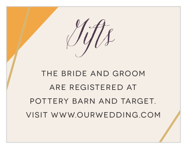 Our Brilliant Gem Registry Cards feature a single brightly colored facet outlined by our raised gold foil.