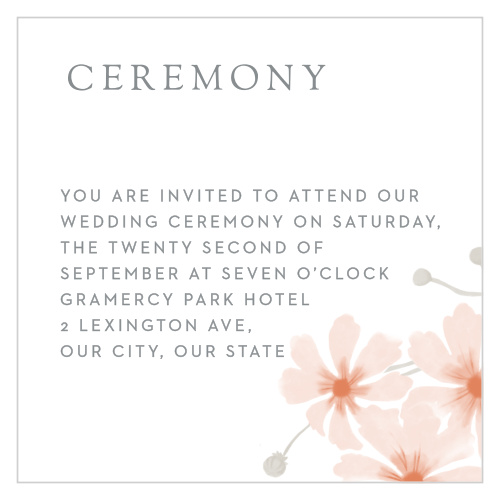 Our Delicate Blooms Ceremony Cards utilize the same gorgeous design and color scheme as several other cards in the Delicate Blooms wedding suite.