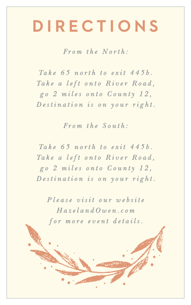 Rustic Branches Direction Cards