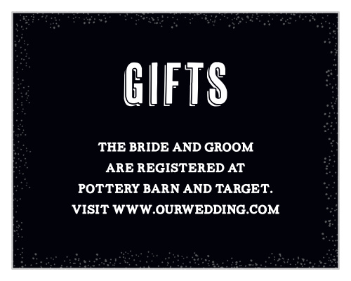 Our Poster Print Registry Cards utilize the same gorgeous design and color scheme as several other cards in the Poster Print wedding suite.