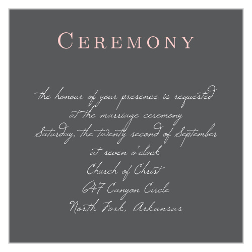 This ceremony/reception card made to match your invite will be a perfect touch, after you personalize to make it yours.