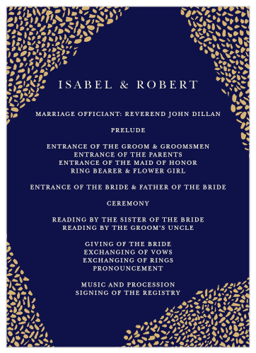 Our Pebble Walkway Wedding Programs are reminiscent of a romantic stroll along the beach at twilight. 