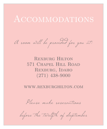 Your guests will appreciate the convenience of an accommodation card.