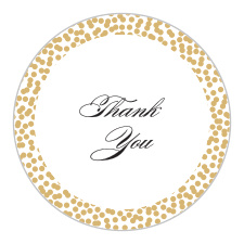 Our Pebble Beach Wedding Stickers feature your scripted gratitude framed by a pattern of gold foiled pebbles.