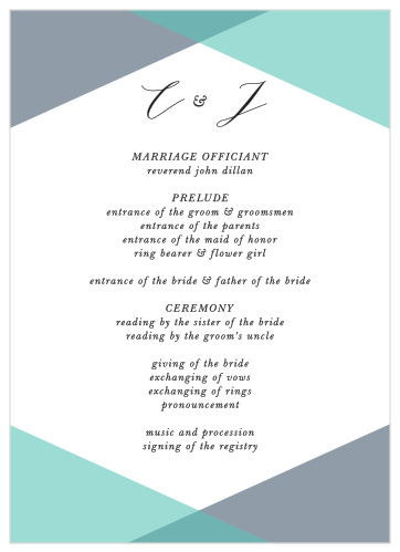 Our Geometric Apex Wedding Programs are the perfect choice for ensuring that your guests can follow along with the moments and members of your wedding ceremony. 
