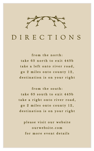 Our Charming Twig Direction Cards are a wonderful choice for giving out the setting of your special event!