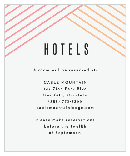 Make sure your guests know where you've arranged for them to stay while in town for your event, by sending them our convenient Pattern Stripes Accommodation Cards!