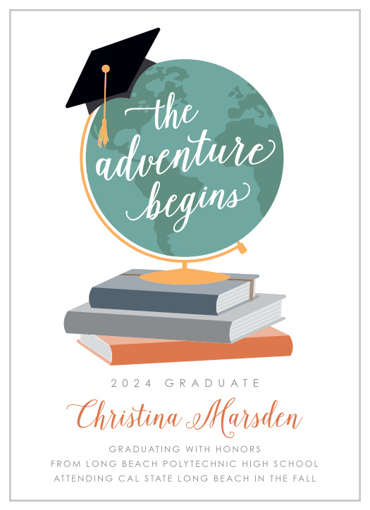Choose our The Adventure Begins Graduation Announcements to accompany you for the start of your biggest journey yet!