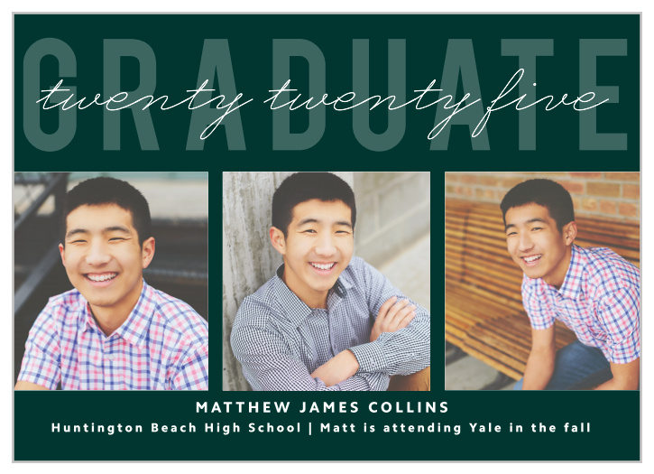 Choose our classically designed and multi photo Triple Play Graduation Announcements to show off your accomplishments!