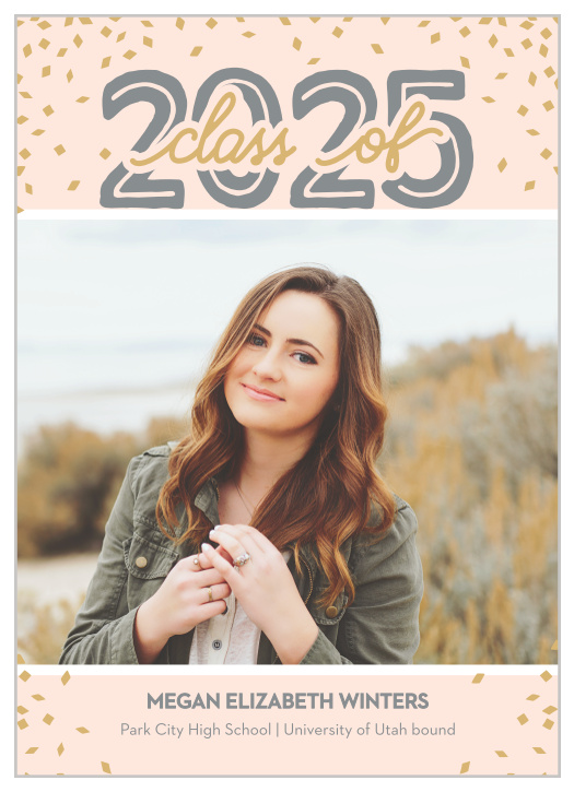 Show off your big accomplishment with our exciting Scattered Confetti Graduation Announcements.