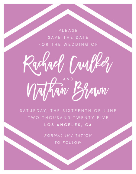 Enjoy the company of your friends and family when you use our Cheeky Chevron Save-the-Date Magnets to notify them.