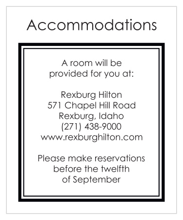 One size fits all accommodations card.