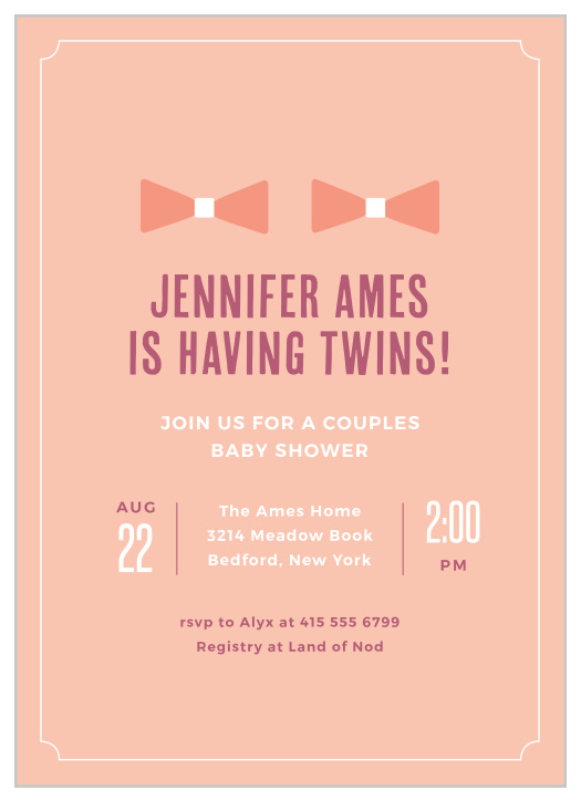 Our Girl Twins Baby Shower Invitations are sure to bring your close friends and family together to celebrate your bundles of joys on the way.