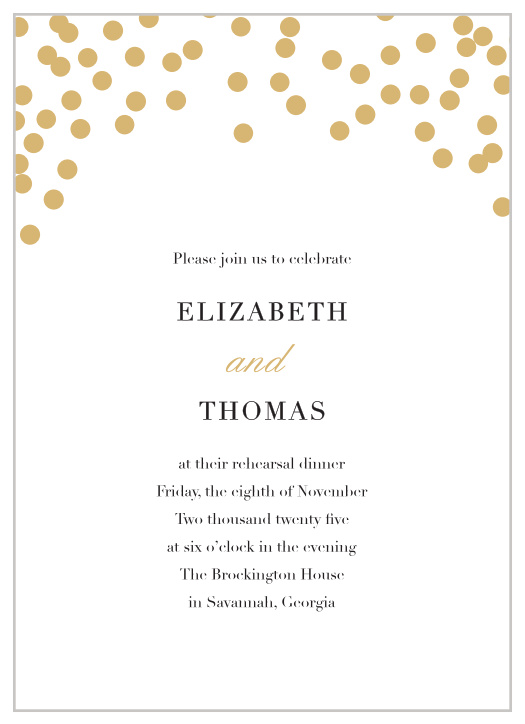 Our Glamorous Standard Rehearsal Dinner Invitations are perfect for gathering your friends and family together for a wedding test run.