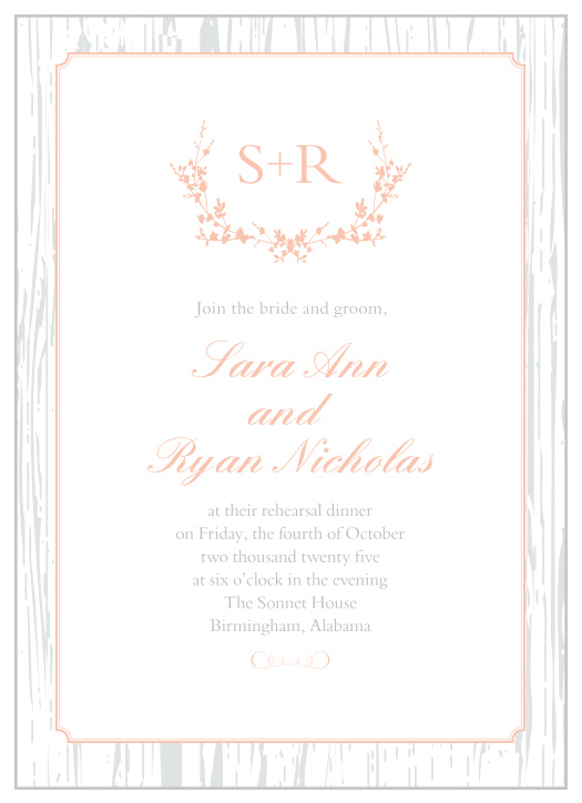 Our Rustic Wreath Rehearsal Dinner Invitations are perfect for gathering your friends and family together for a wedding test run.