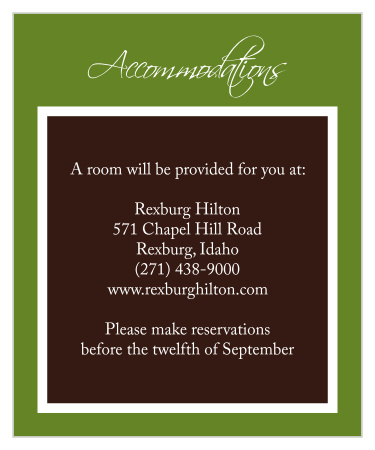 Our Initials Square accommodation card, like our Initials Square invite, is a classically designed and elegantly crafted enclosure card.