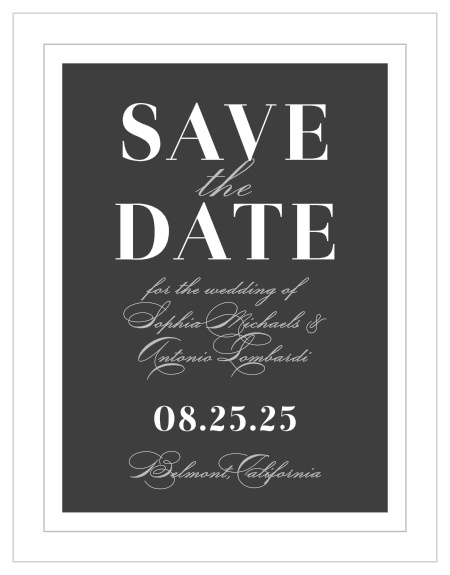 Framed Forever Save-the-Date Magnets ensure that your loved ones mark their calendars well in advance of your special day.