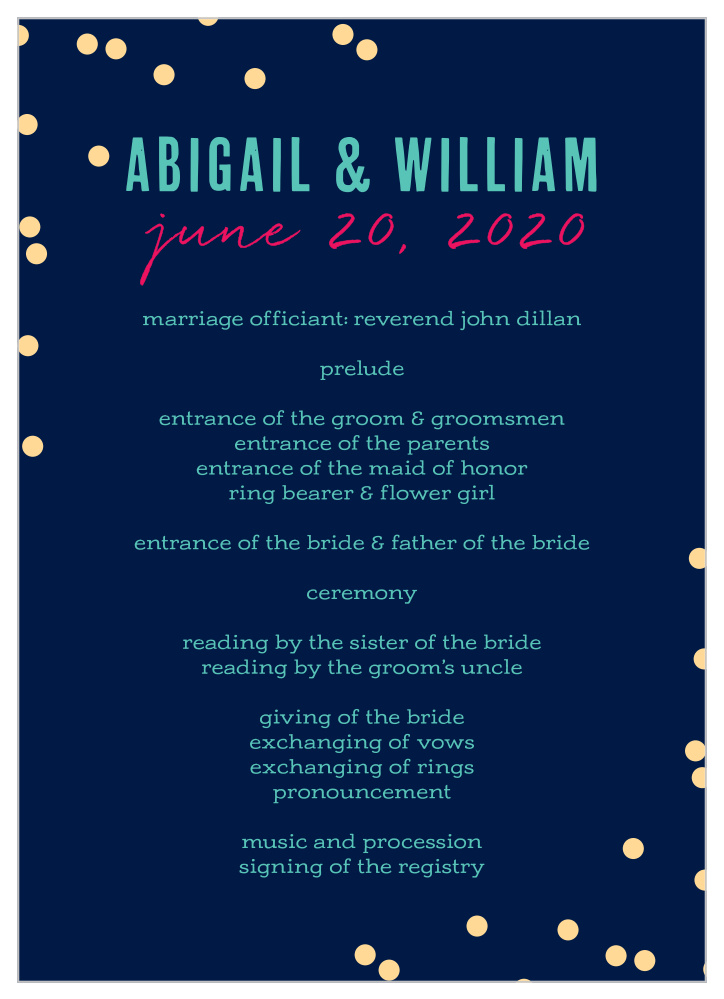 Color Pop Wedding Programs