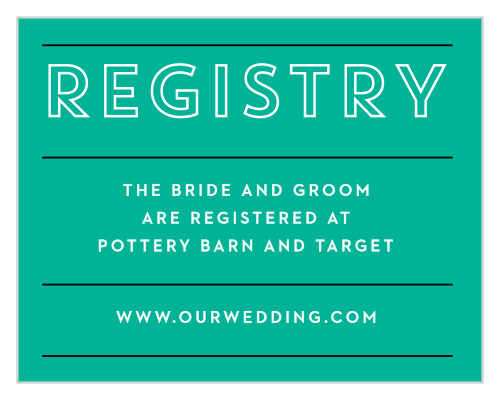 Our Bold Outline Registry Cards utilize the same gorgeous design and color scheme as several other cards in the Bold Outline wedding suite.