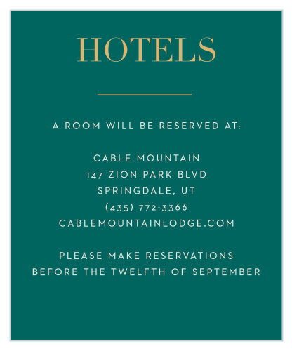 Our With This Ring Accommodation Cards utilize the same gorgeous design and color scheme as several other cards in the With This Ring wedding suite.