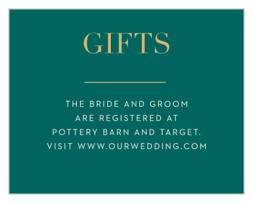 Our With This Ring Registry Cards utilize the same gorgeous design and color scheme as several other cards in the With This Ring wedding suite.