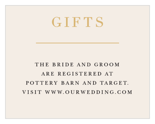 Our Timeless Type Registry Cards utilize the same gorgeous design and color scheme as several other cards in the Timeless Type wedding suite.