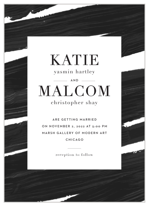 For a beautiful invitation befitting the elegance of your wedding plans, look no further than our Modern Art Wedding Invitations.