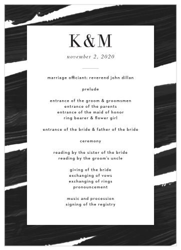 Our Modern Art Wedding Programs are the perfect choice for ensuring that your guests can follow along with the moments and members of your wedding ceremony. 